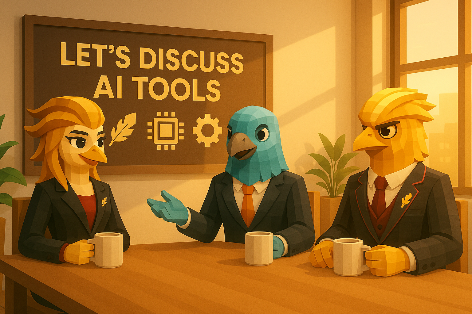 Characters discussing ai tools
